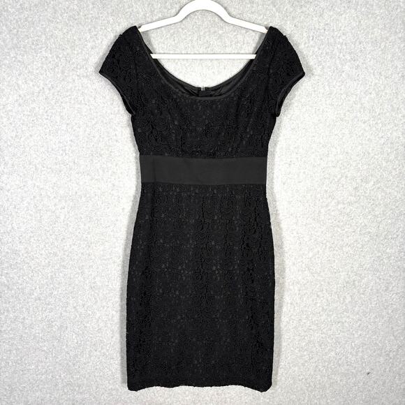 White House Black Market Dresses & Skirts - WHBM‎ Lace Pencil Dress 4 Black Zipper Coquette Feminine Romantic Whimsigoth 90s